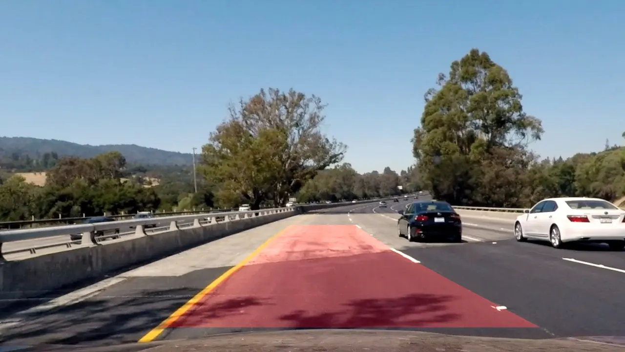 Screenshot of advanced-lane-detection — Perspective-warp + polynomial fit that tracks curved lane lines under shadow and glare.